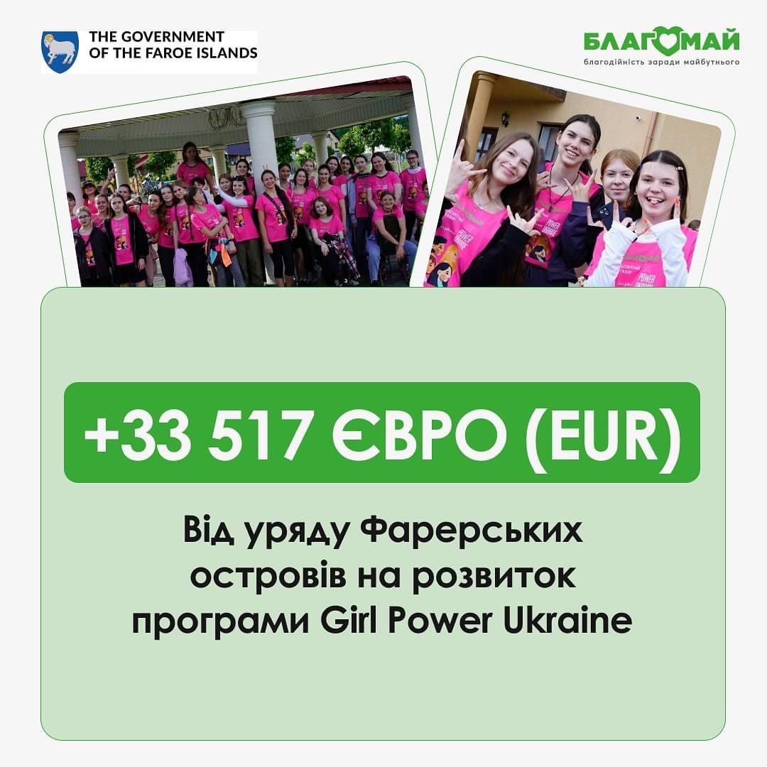 Ми раді повідомити, що наш благодійний фонд «Благомай» отримав грант у розмірі 33 517 євро від уряду Фарерських островів!