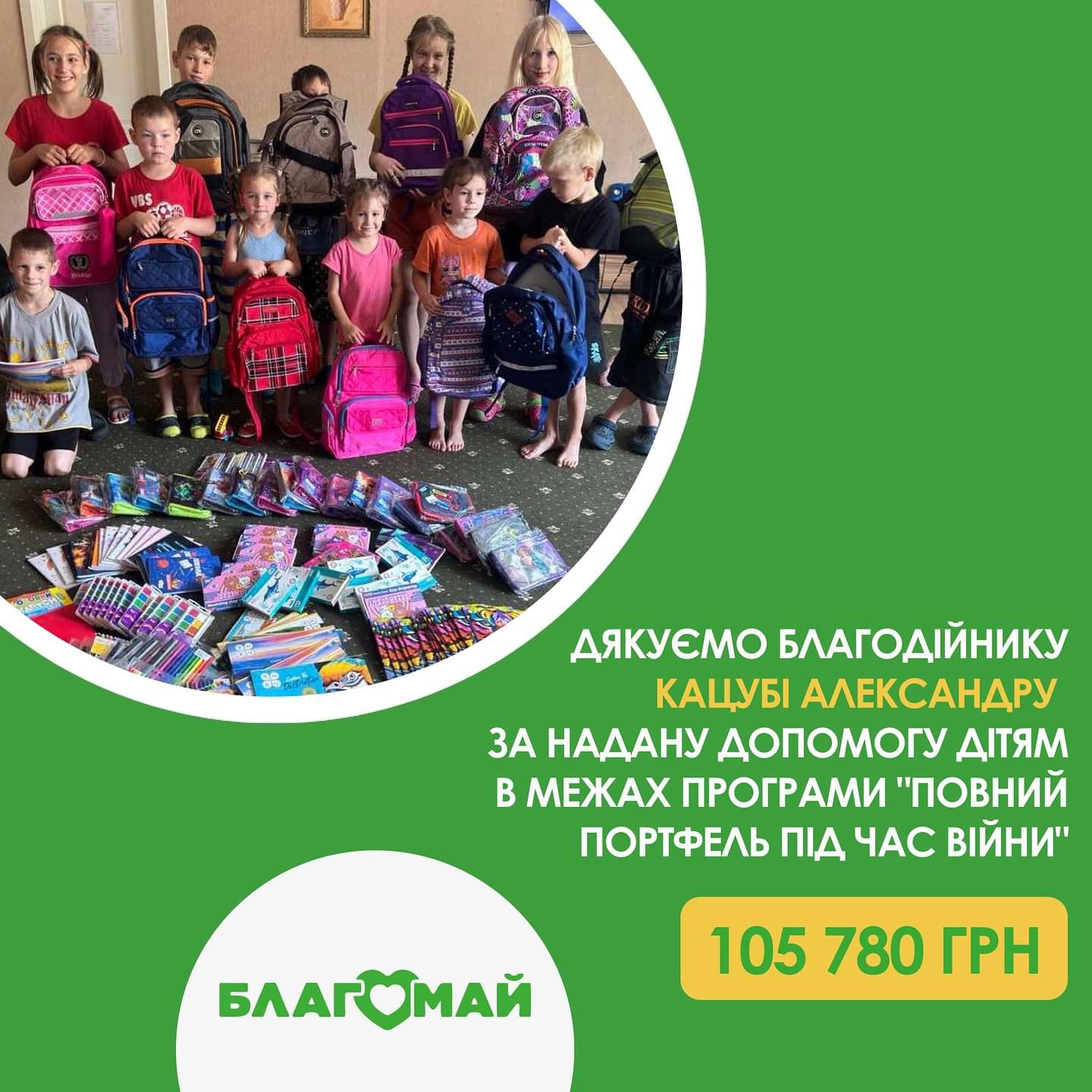 Дякуємо Кацубі Александру за допомогу у рамках програми "Повний портфель"