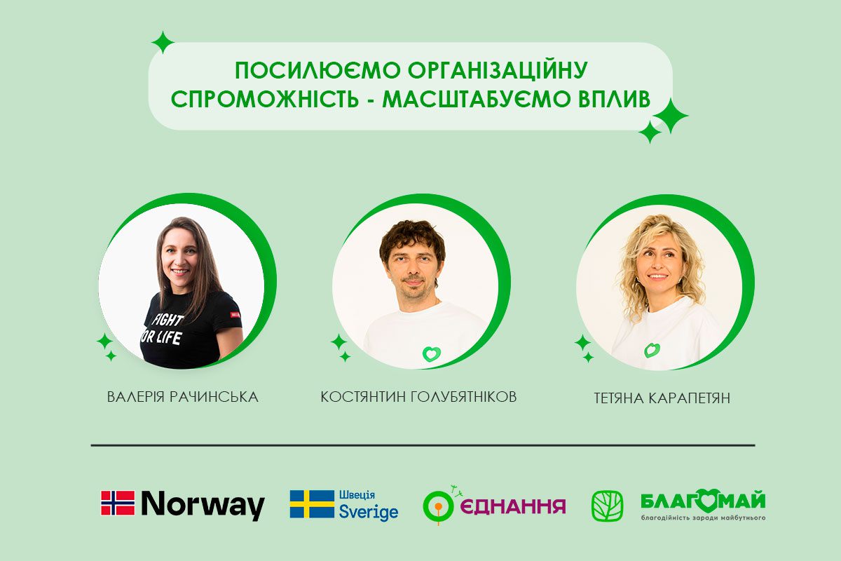 Благодійний фонд «Благомай» успішно завершив реалізацію проєкту з організаційного розвитку в межах ініціативи «Сильне громадянське суспільство України – рушій реформ і демократії», що впроваджується ІСАР Єднання за фінансування Норвегії та Швеції.